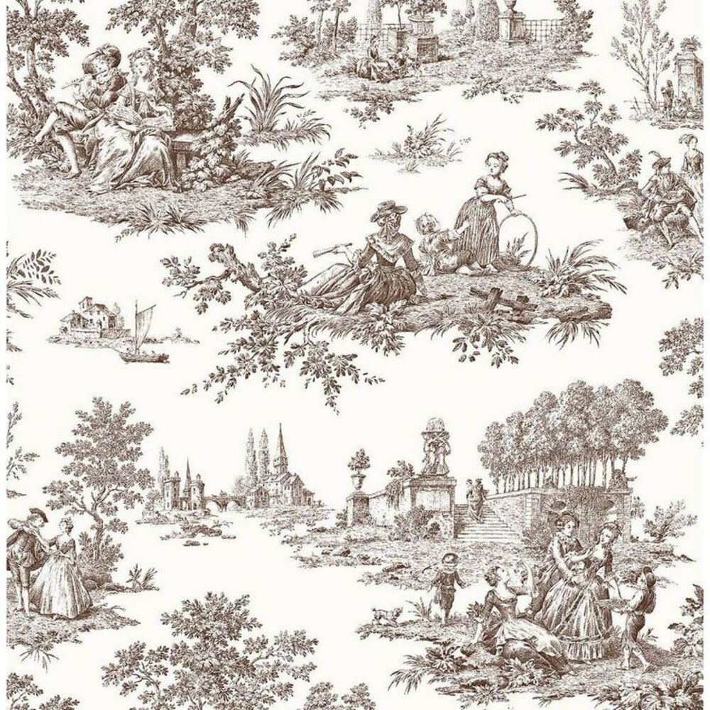 NextWall -  Sable Brown Chateau Toile Peel and Stick  Brown